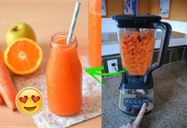 smoothie de maçã, cenoura e laranja para emagrecer